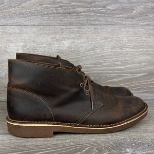 Clarks Bushacre II Men's Sz 12M Brown Beeswax Leather 2-Eye Lace Up Chukka Boots